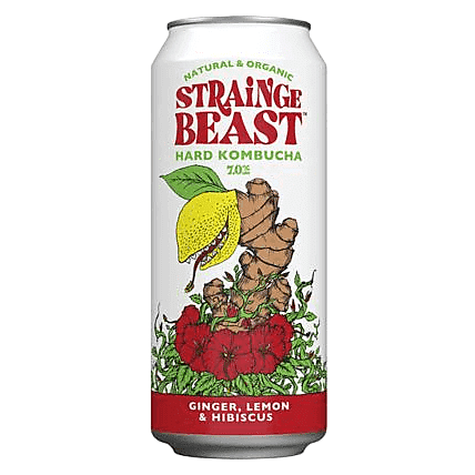 Strainge Beast Hard Kombucha Ginger Lemon Hibiscus Single 16oz Can