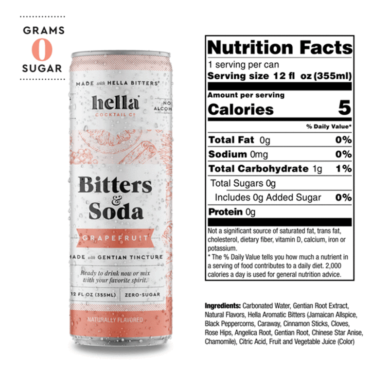 Hella Cocktail Co. Bitters & Soda Grapefruit 4pk 12oz Can
