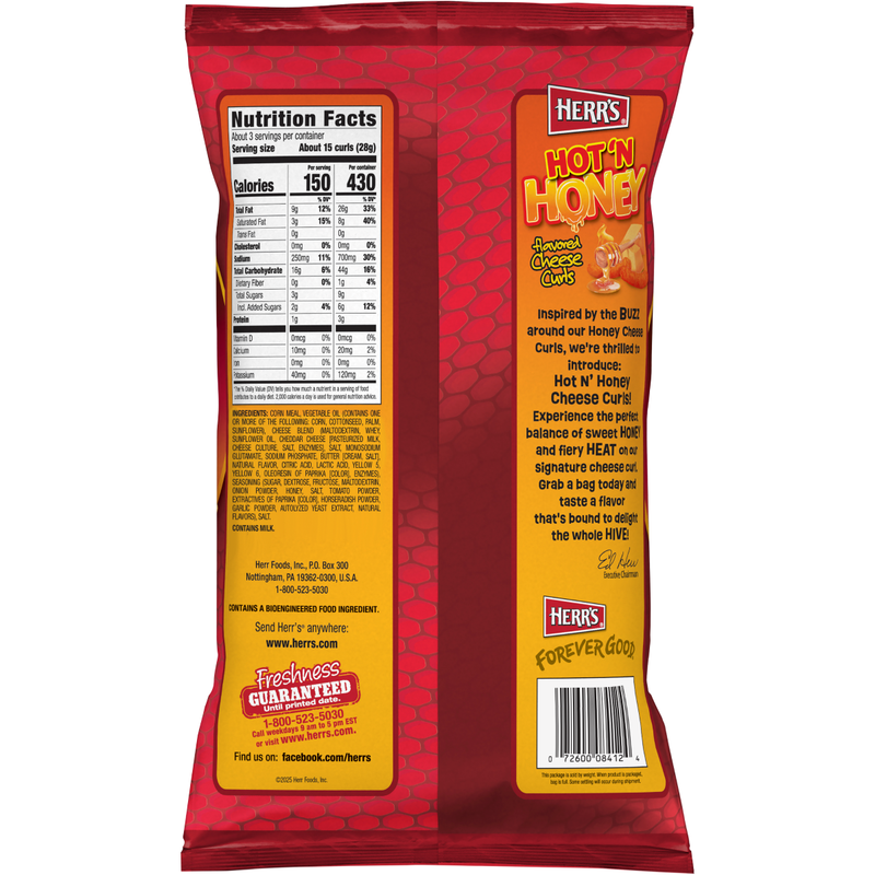 Herr's Hot 'n Honey Cheese Curls 2.75 oz