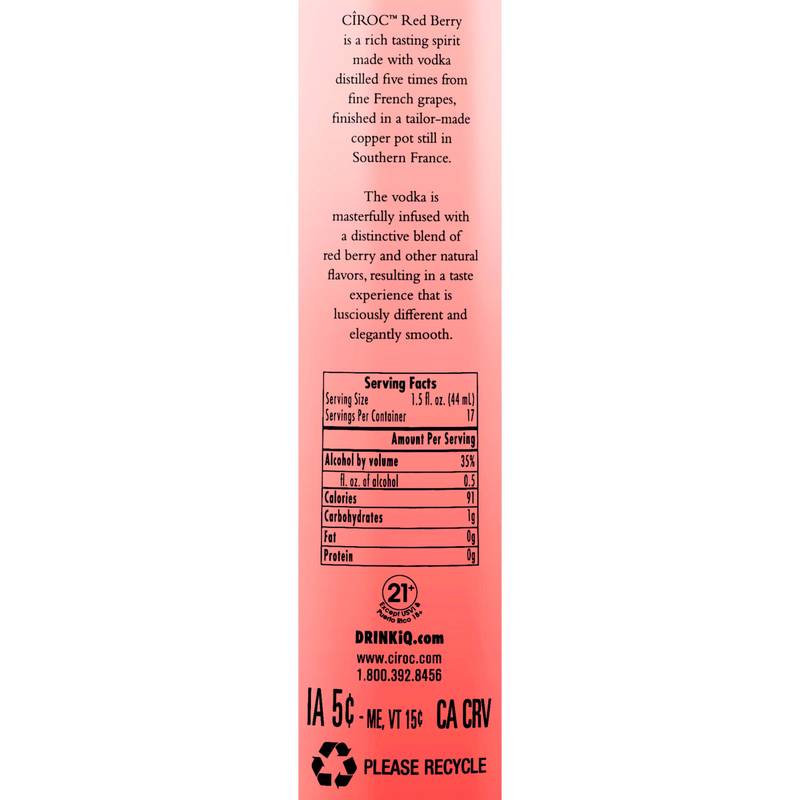 Ciroc Red Berry Vodka 750ml