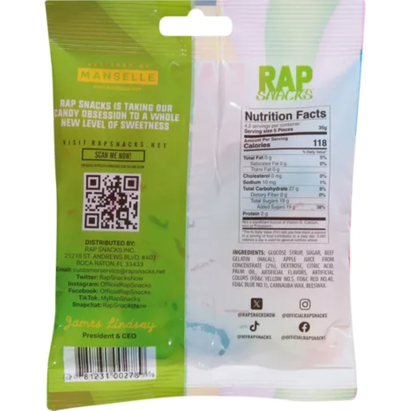Rap Snacks Gummy Faces Candy, 5.3oz