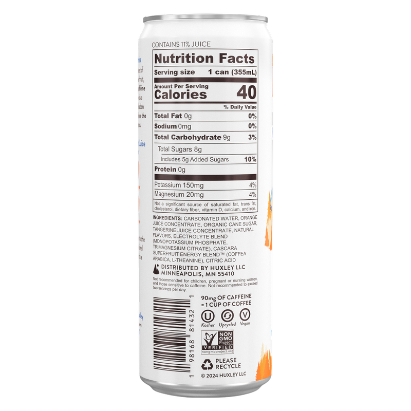 Huxley Tangerine Teton Superfruit Energy Drink 12oz Can