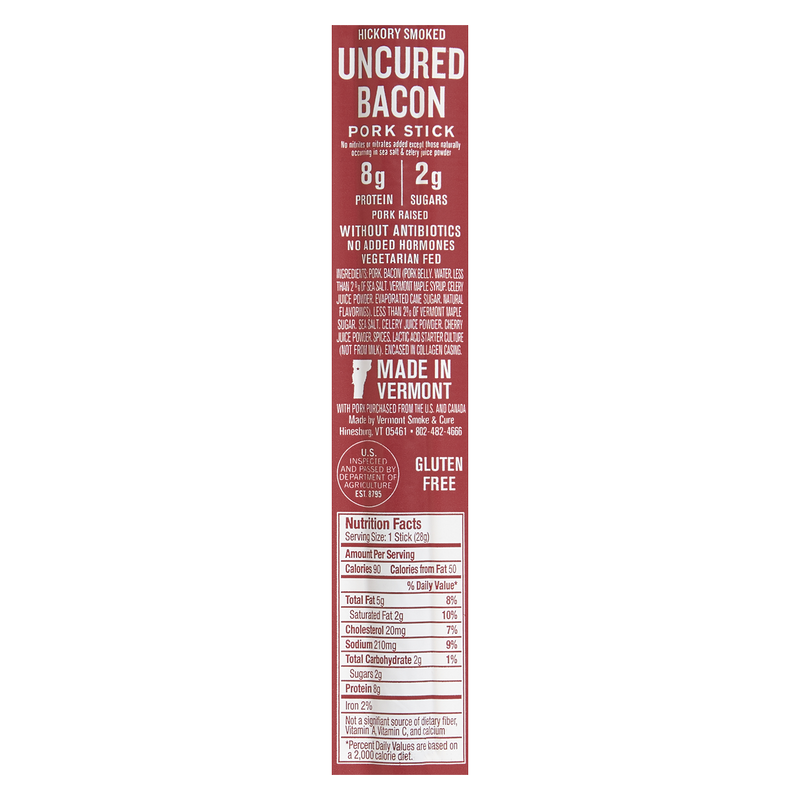 Vermont Smoke & Cure Uncured Pork Bacon Stick 1oz