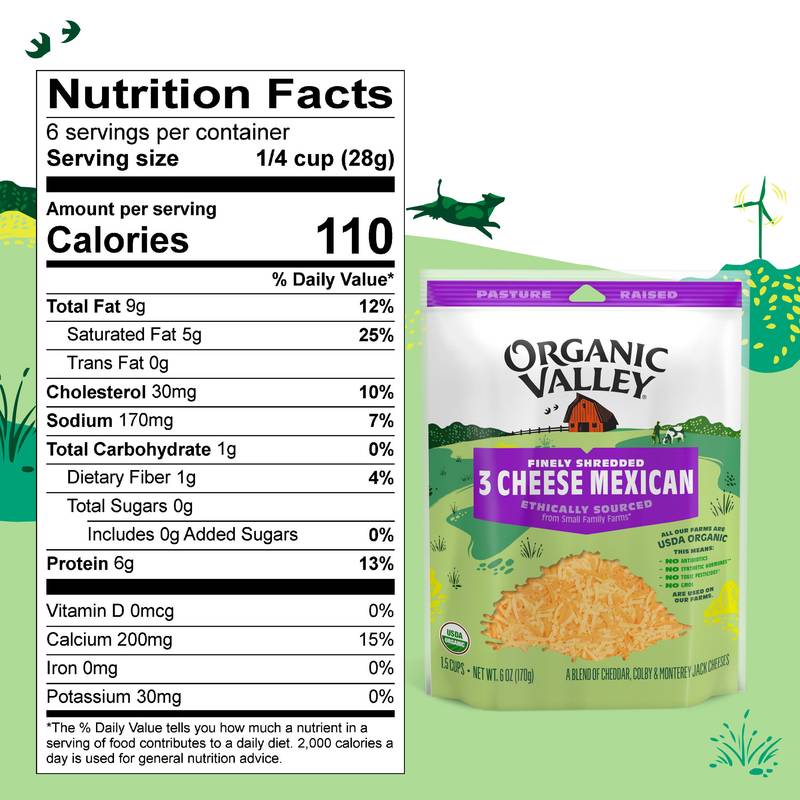 Organic Valley Mexican Blend Finely Shredded Cheese - 6oz