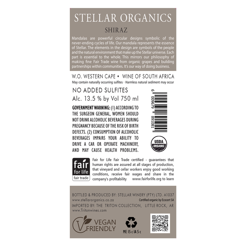 Stellar Organics Shiraz 750ml