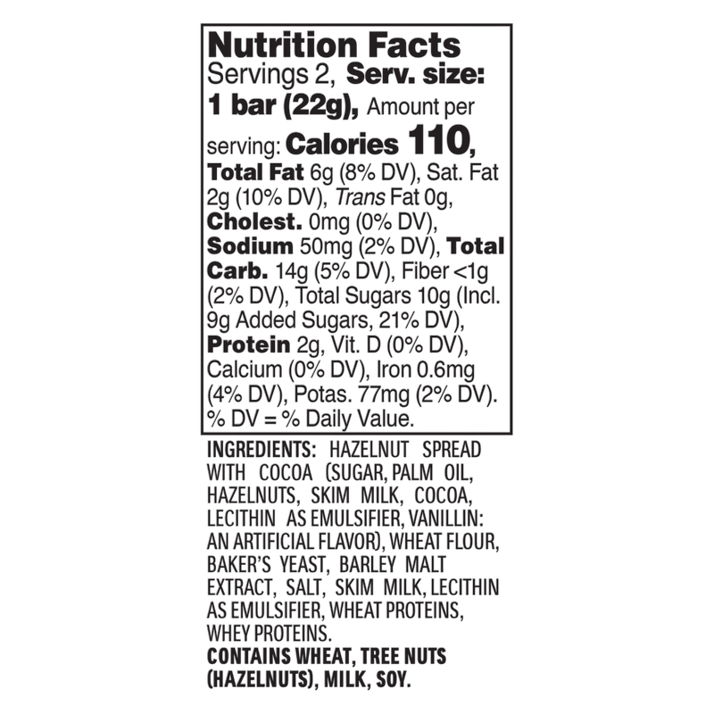 Nutella B-ready, 2 Snack Bars, Hazelnut Spread with Cocoa, Individually Wrapped, Snack Bar Pack