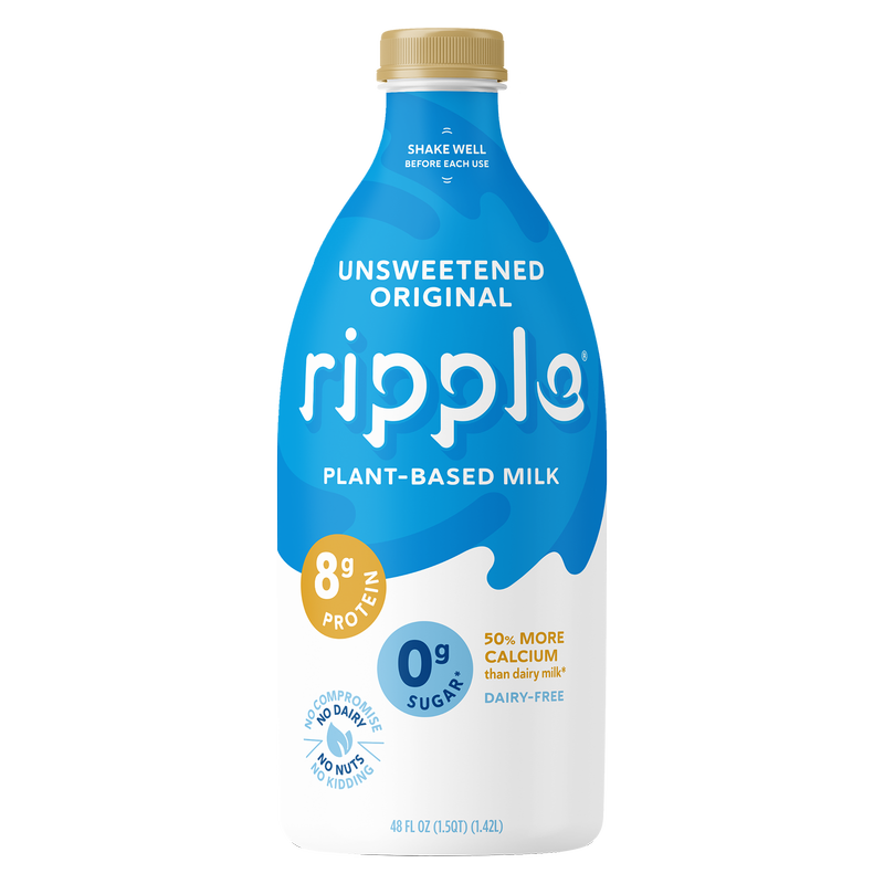 Ripple Unsweetened Original Plant-Based Milk 48oz Btl