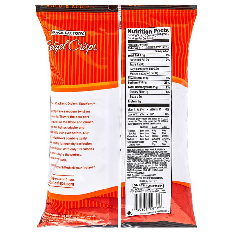 Snack Factory Buffalo Pretzel Crisps 3oz