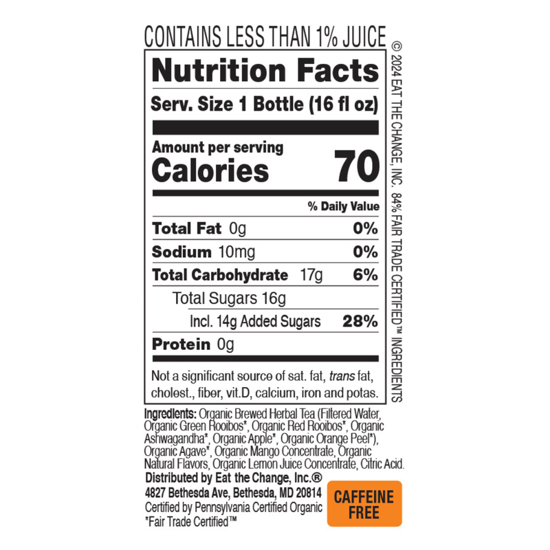 Just Ice Tea Organic Orange Mango Herbal Fusion 12oz Btl