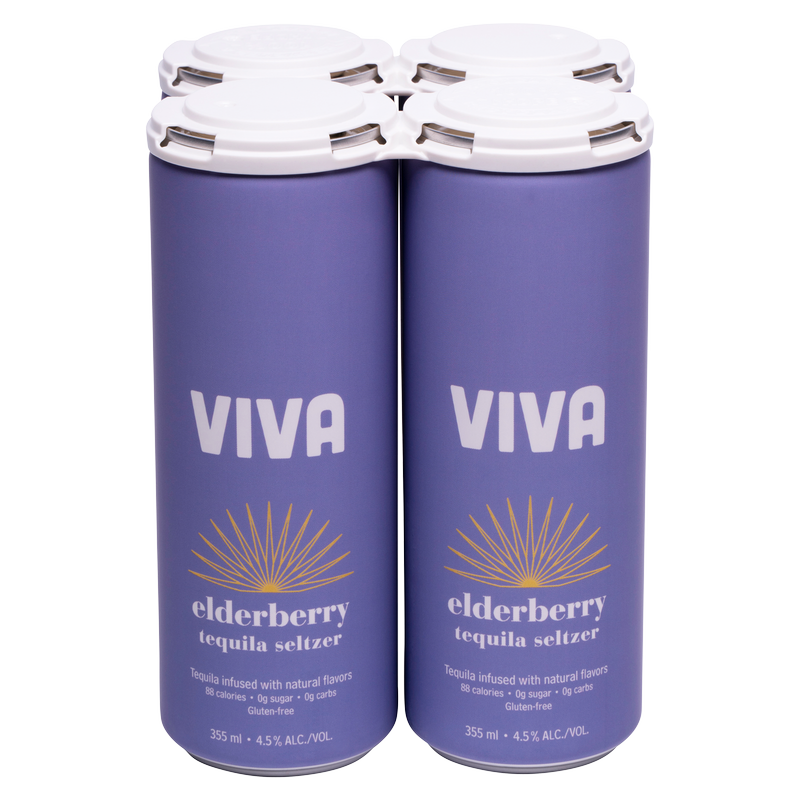 Viva Tequila Seltzer Elderberry 4pk 355ml Can 4.5% ABV