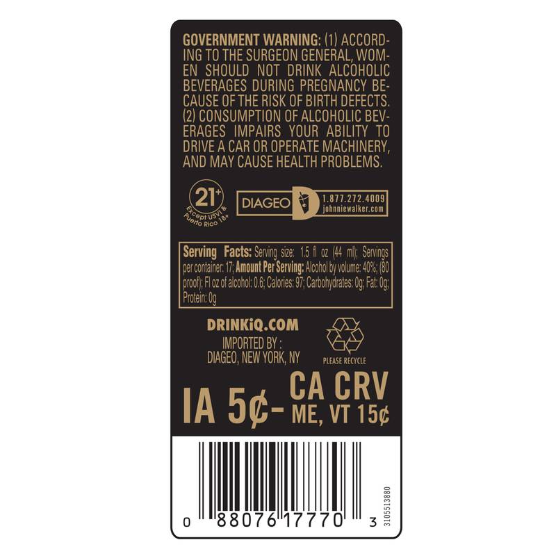 Johnnie Walker Double Black Label Blended Scotch Whisky, 750 mL