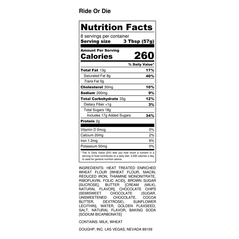 Doughp Ride or Die Chocolate Chip Edible Cookie Dough 16oz