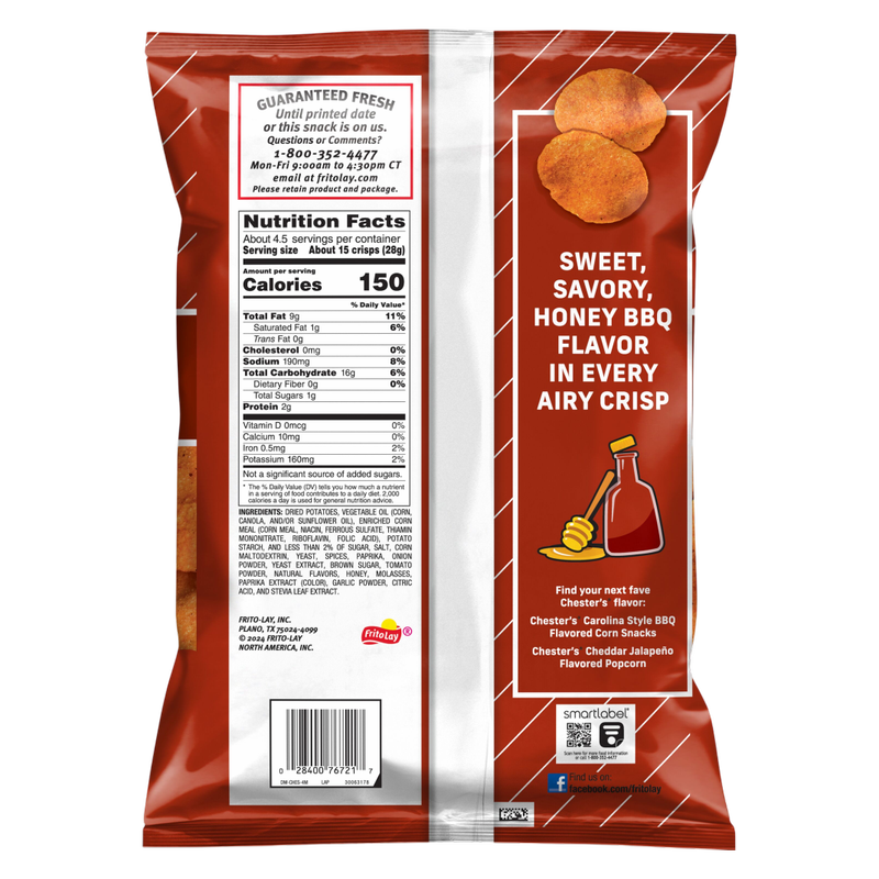 Chester's Fries Potato Crisps Honey BBQ Flavored 4.25oz