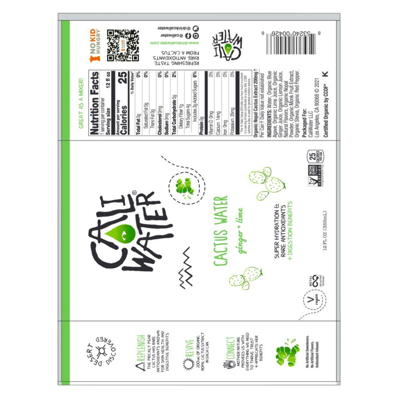 Caliwater Ginger Lime 12oz.