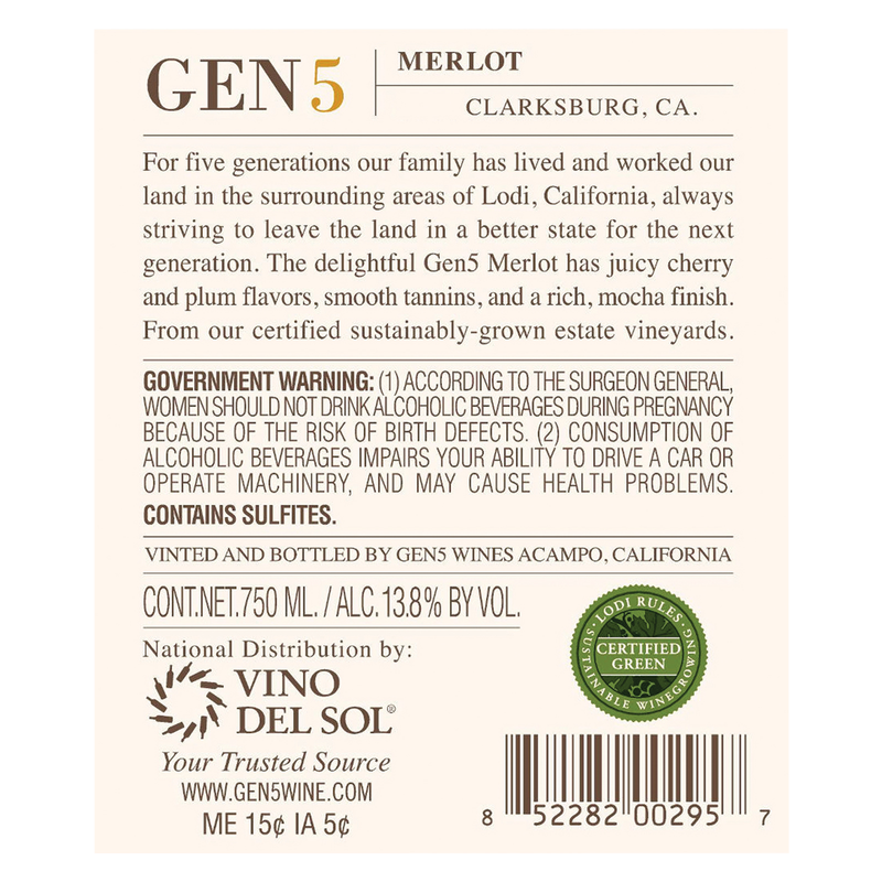 Gen 5 Merlot 750ml