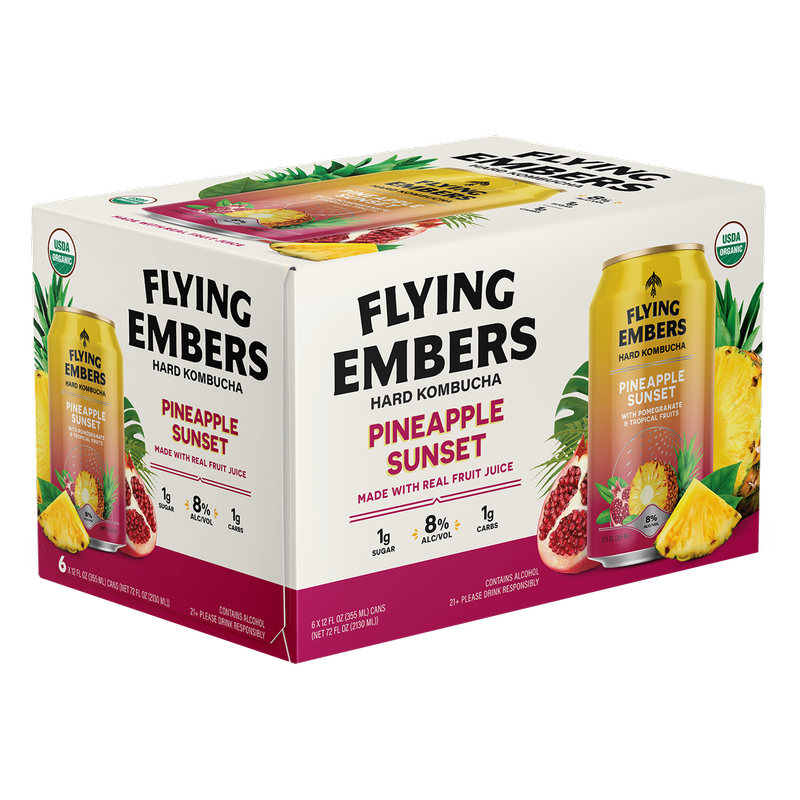 Flying Embers Pineapple Sunset Hard Kombucha 6pk 12oz Can 8.0% ABV
