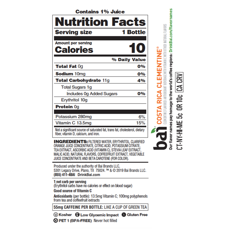 Bai Costa Rica Clementine Antioxidant Infused Water 18oz
