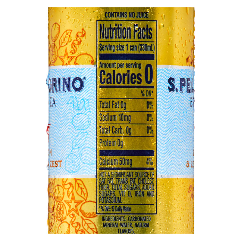 San Pellegrino Lemon and Lemon Zest Essenza Flavored Mineral Water 11.15oz Can