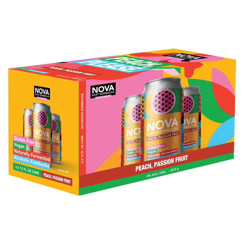 NOVA Kombucha Peach Passion Fruit 6pk 12oz Can