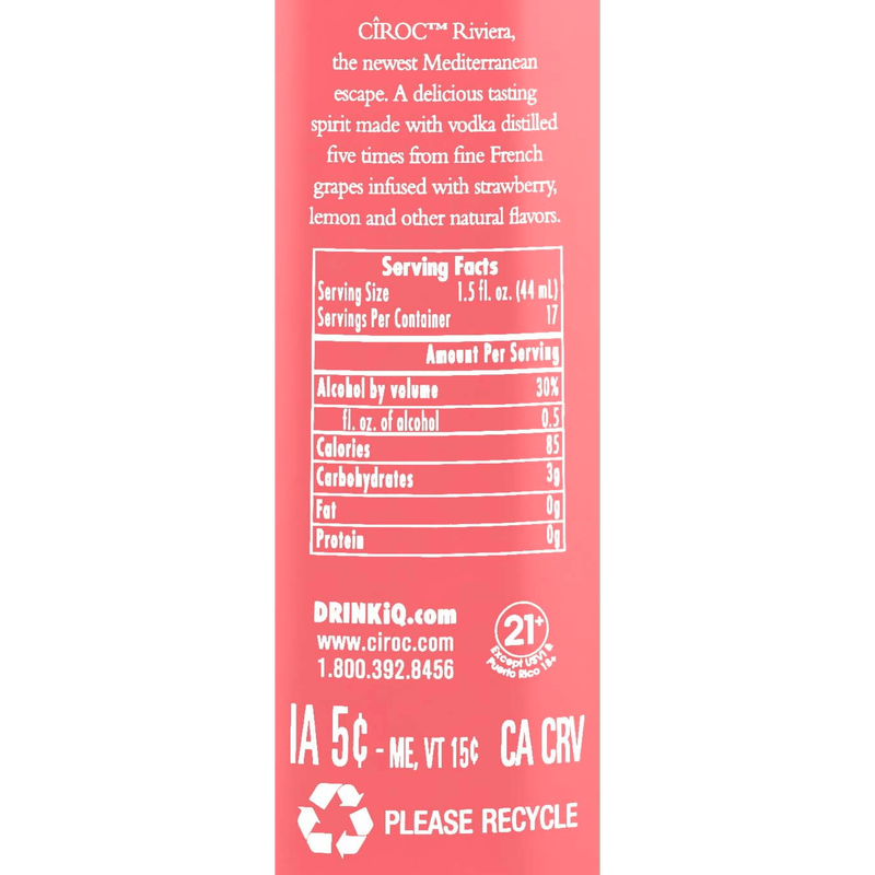 Ciroc Riviera Strawberry Lemonade Vodka 750ml Bottle