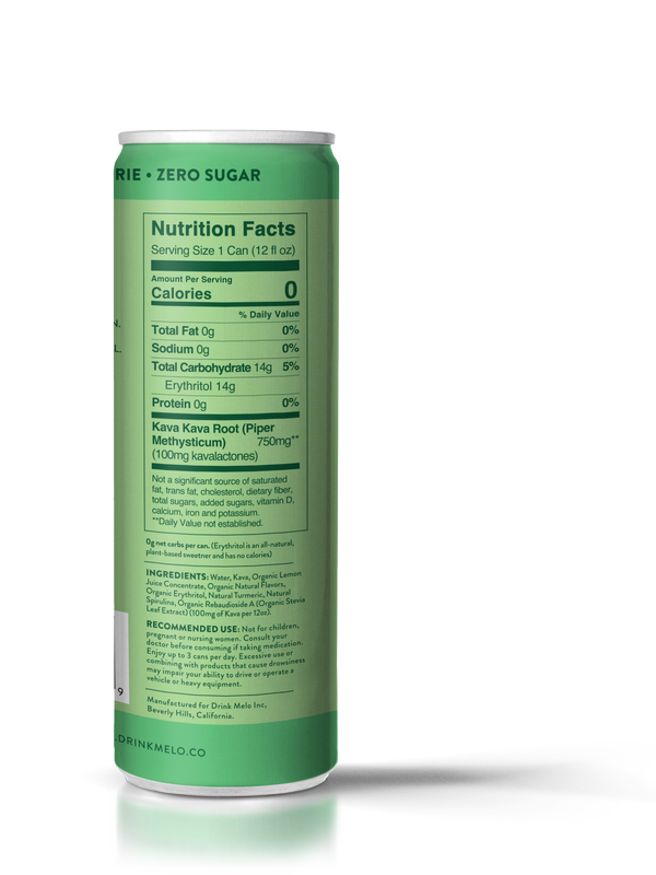 Melo Sparkling Kava Tahitian Lime 12oz Can