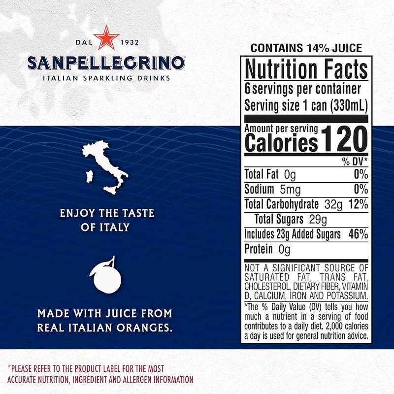 San Pellegrino Orange & Pomegranate Sparkling Beverage 6pk 330ML Can