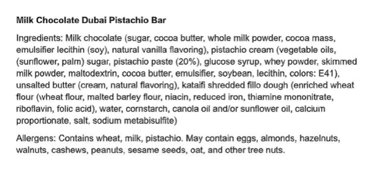 Nuts Factory Dubai Pistachio Chocolate Bar