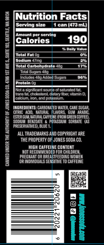 Jones Soda Berry Lemonade Soda + Caffeine 16oz Can