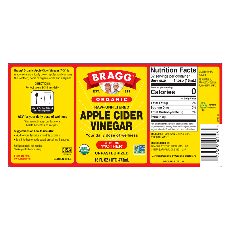 Bragg Organic Apple Cider Vinegar 16oz Btl
