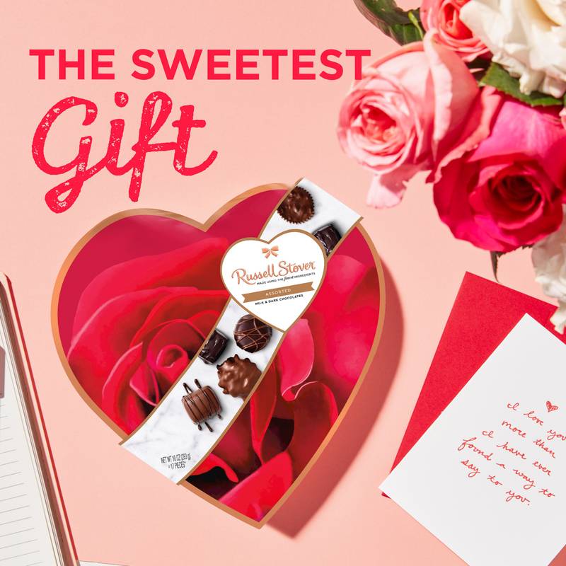 Russell Stover Assorted Chocolates Romantic Heart, 10oz
