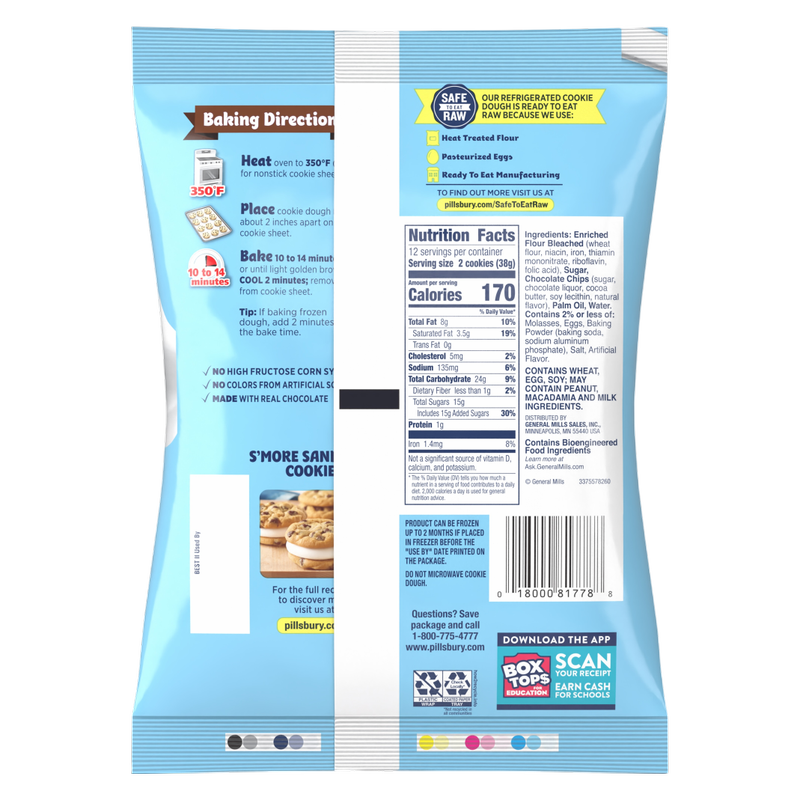 Pillsbury Ready to Bake Chocolate Chip Cookie Dough - 24ct/16oz