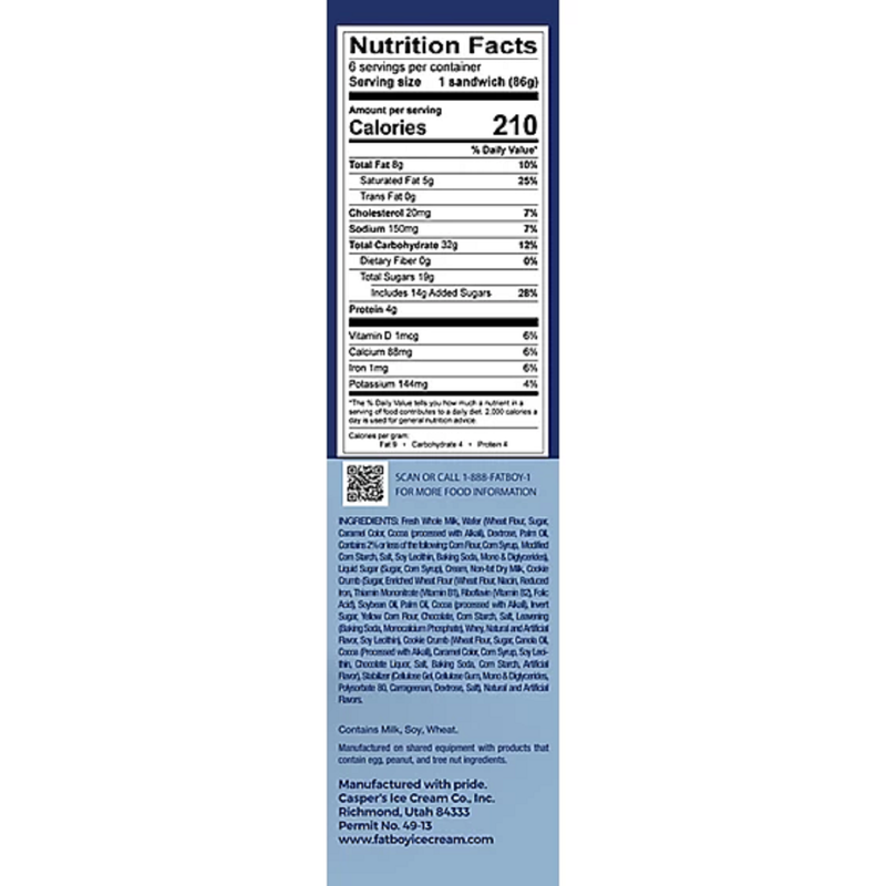 FatBoy Sandwich Cookies n' Cream Ice Cream Sandwich 6ct