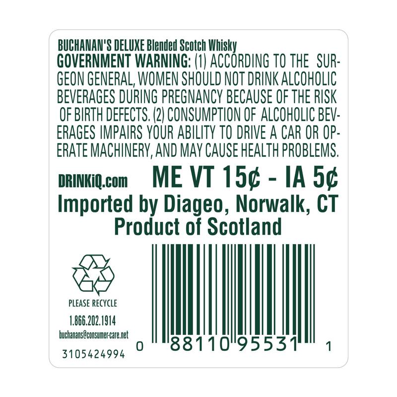 Buchanan's DeLuxe Aged 12 Years Blended Scotch Whisky, 1.75 L (80 Proof)