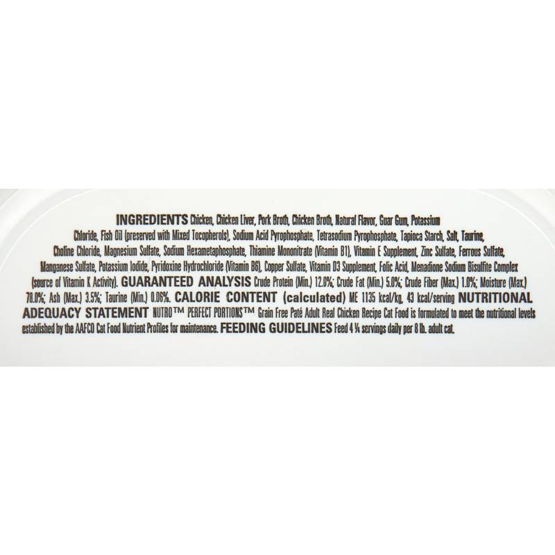 6 Ct Nutro Perfect Portions Trays Grain-Free Pate Real Chicken Recipe Wet Cat Food 2.6oz