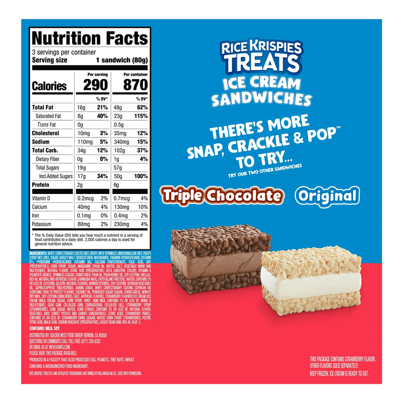 Rice Krispies Treat Strawberry Ice Cream Sandwiches 3ct