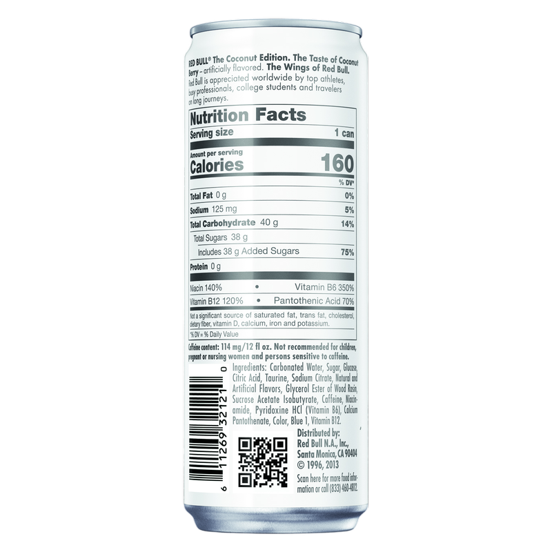 Red Bull Energy Drink Coconut Edition Coconut Berry 12oz Can