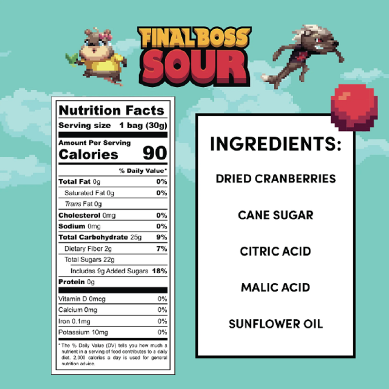 Final Boss Sour Level 2 Sour Cranberries, 1.06oz