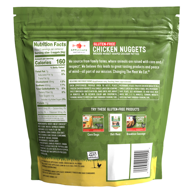 Applegate Natural Gluten Free Family Size Chicken Nuggets 16 oz