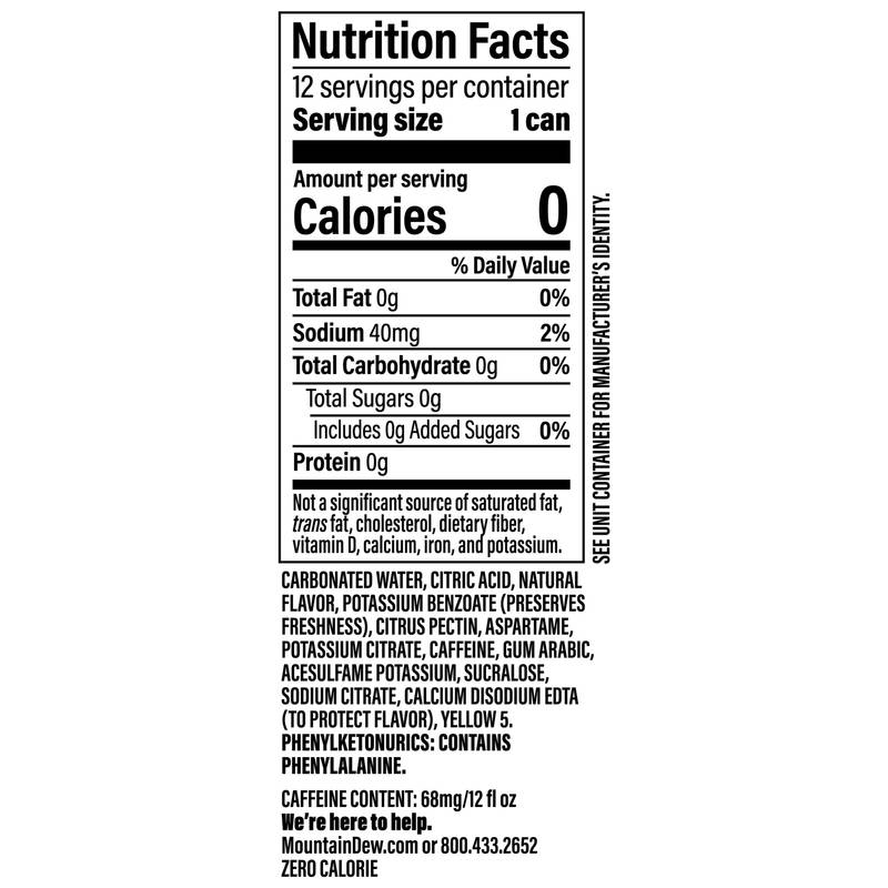 Mountain Dew Zero 12pk 12oz Can