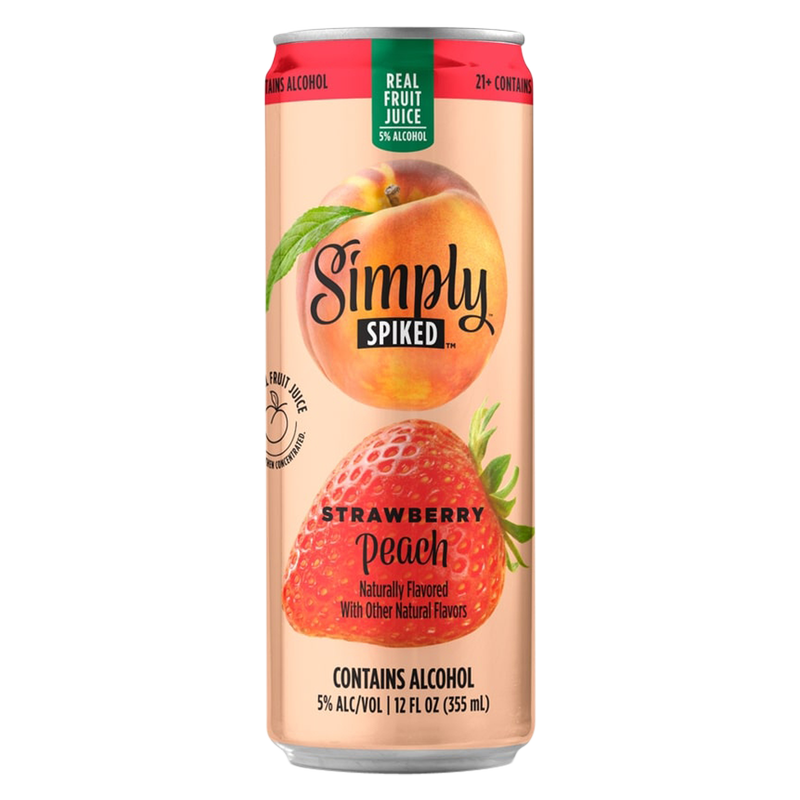 Simply Spiked Peach Strawberry Single 12oz Can 5% ABV