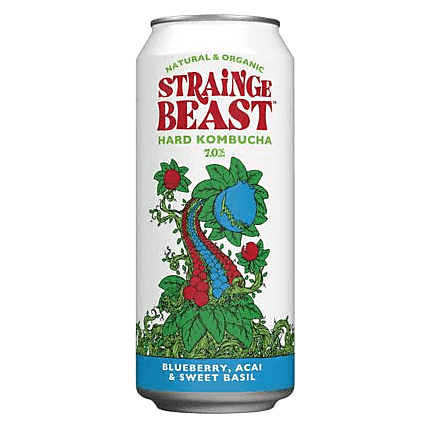 Strainge Beast Hard Kombucha Blueberry Acai Sweet Basil Single 16oz Can