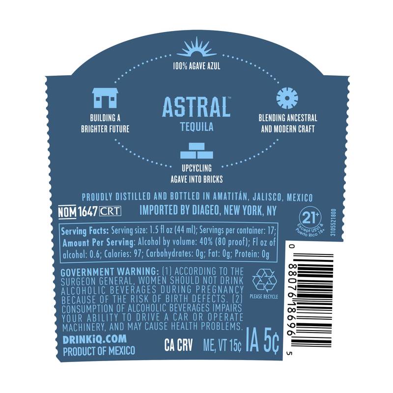 Astral Reposado Tequila 750ml (80 proof)