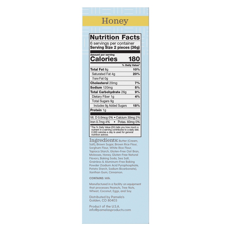 Pamela's Gluten Free Honey Grahams 7.5oz box