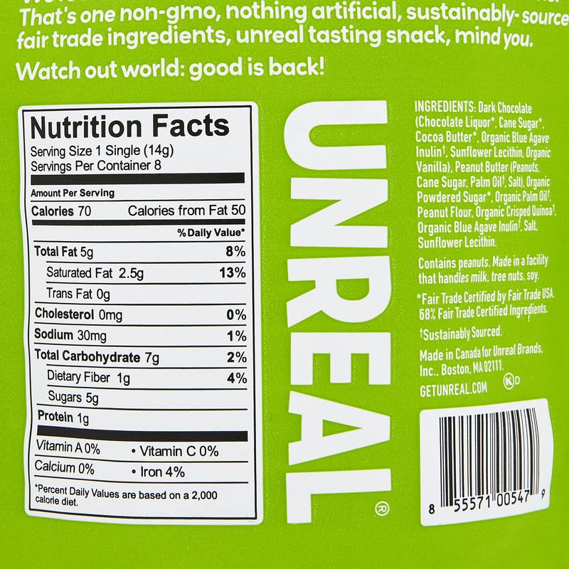 Unreal Crispy Dark Chocolate Peanut Butter Cups 4oz