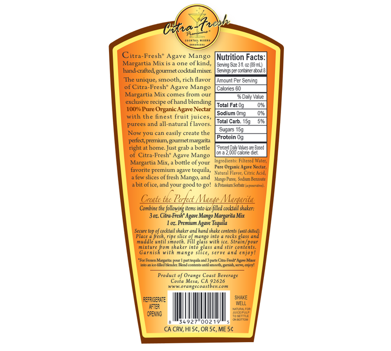 Citra Agave Mango Margarita Mix 750ml Btl
