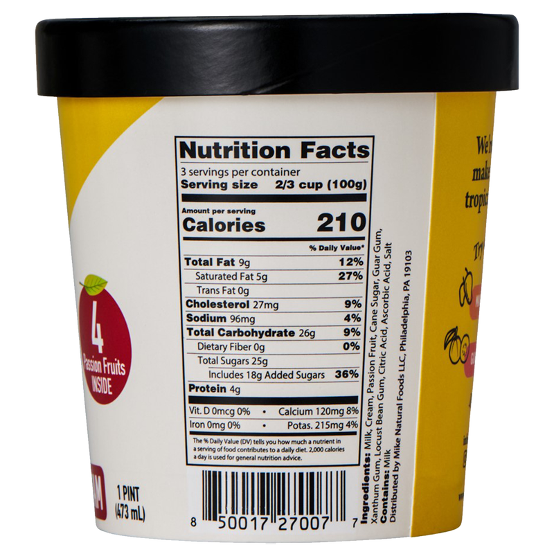 Frutero Passion Fruit Ice Cream Pint 16oz