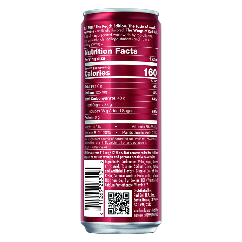 Red Bull Energy Drink The Peach Edition Peach-Nectarine 12oz Can