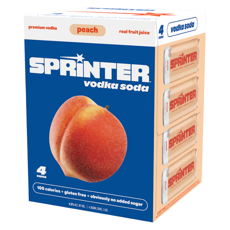 Sprinter Vodka Soda Peach 4pk 12oz Can