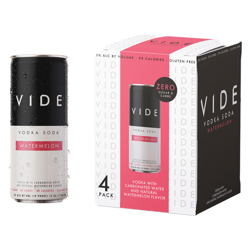 VIDE Watermelon Vodka Soda 4pk 12oz Can 5% ABV