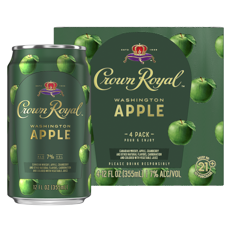 Crown Royal Washington Apple Canadian Whisky Cocktail 4pk 12oz can 7% ABV